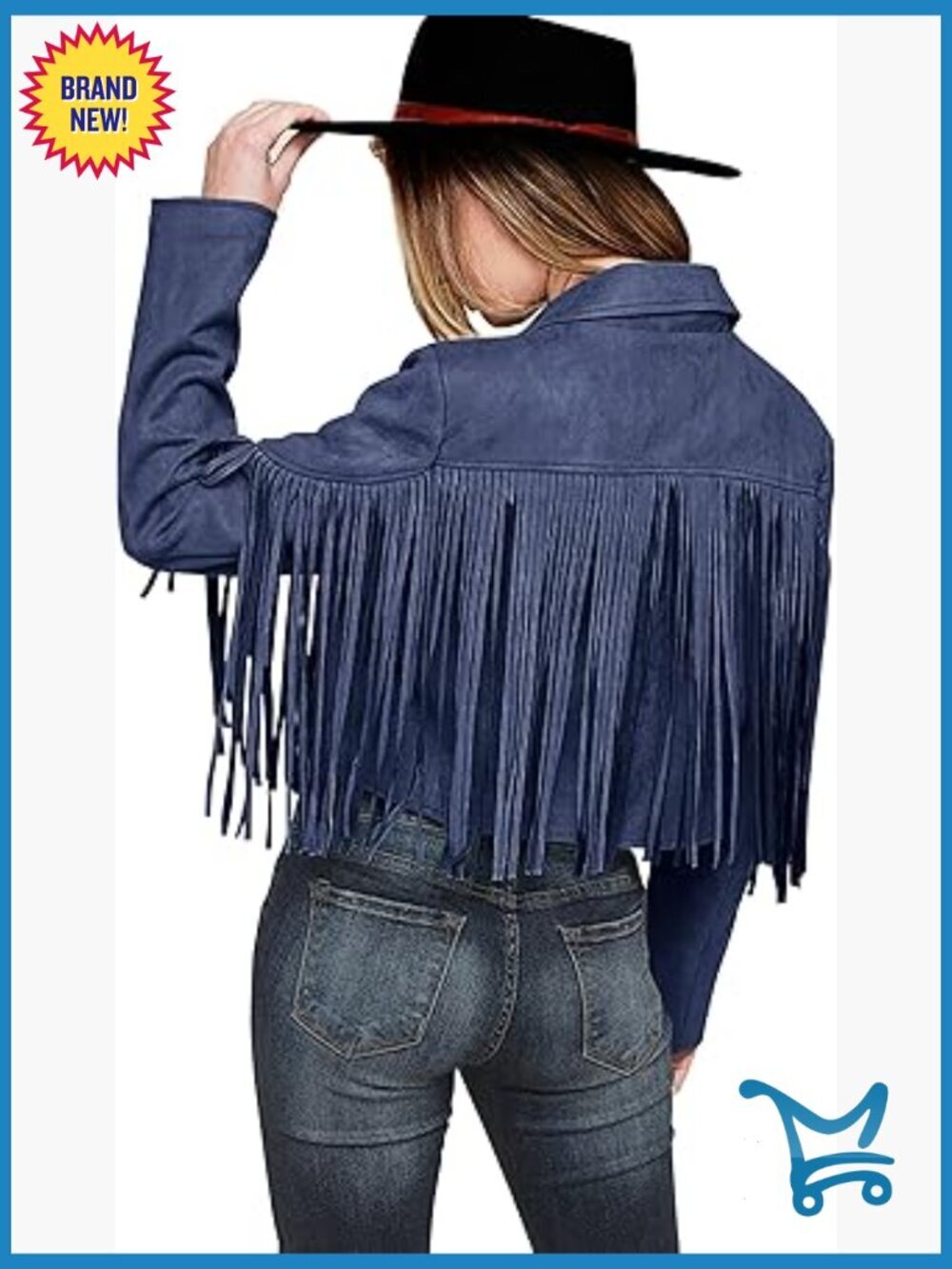 Faux Suede Tassel Fringe Motorcycle Cropped Jacket Coat